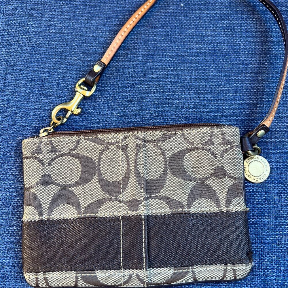 Coach Brown C Fabric Wristlet